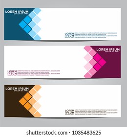 Vector design Banner backgrounds in three different colors.