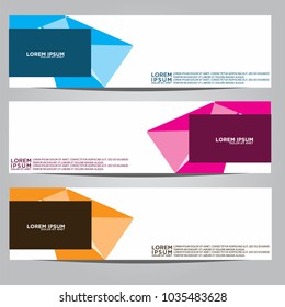 Vector design Banner backgrounds in three different colors.