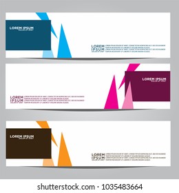 Vector design Banner backgrounds in three different colors.