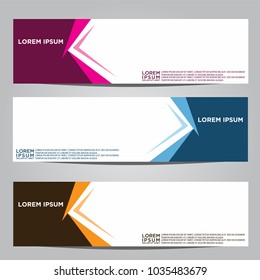 Vector design Banner backgrounds in three different colors.