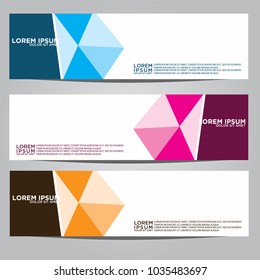 Vector design Banner backgrounds in three different colors.