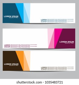 Vector design Banner backgrounds in three different colors.