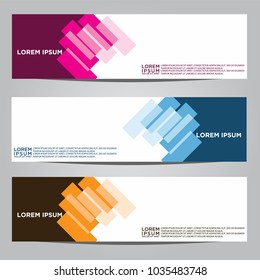 Vector design Banner backgrounds in three different colors.
