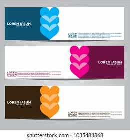 Vector design Banner backgrounds in three different colors.
