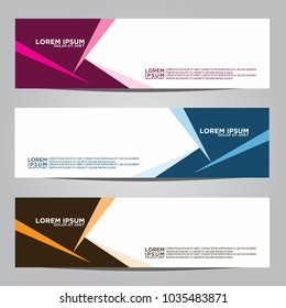 Vector design Banner backgrounds in three different colors.