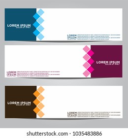 Vector design Banner backgrounds in three different colors.