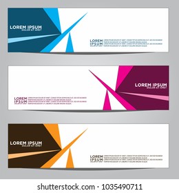 Vector design Banner backgrounds in three different colors.