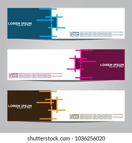 Vector design Banner backgrounds in three different colors.