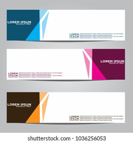 Vector design Banner backgrounds in three different colors.