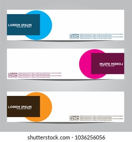 Vector design Banner backgrounds in three different colors.