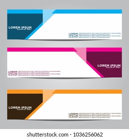 Vector design Banner backgrounds in three different colors.