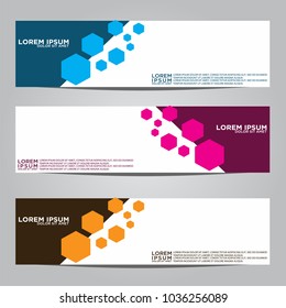 Vector design Banner backgrounds in three different colors.