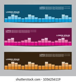 Vector design Banner backgrounds in three different colors.