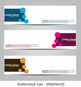 Vector design Banner backgrounds in three different colors.