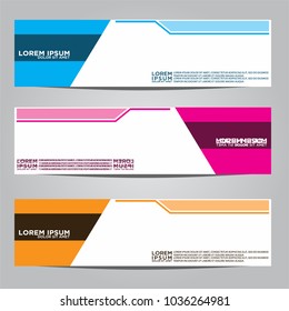 Vector design Banner backgrounds in three different colors.