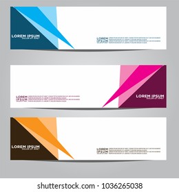 Vector design Banner backgrounds in three different colors.