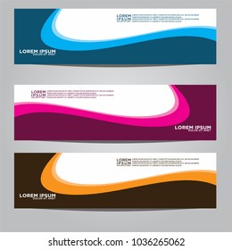 Vector design Banner backgrounds in three different colors.