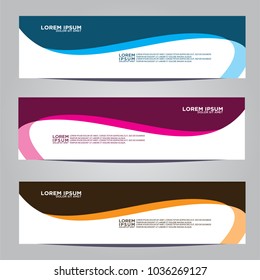 Vector design Banner backgrounds in three different colors.
