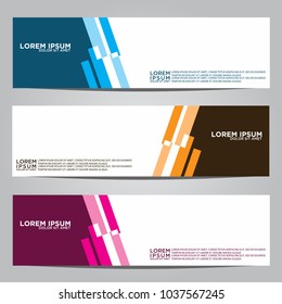 Vector design Banner backgrounds in three different colors.
