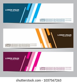 Vector design Banner backgrounds in three different colors.