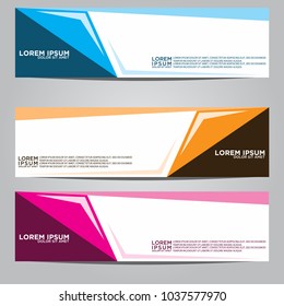 Vector design Banner backgrounds in three different colors.