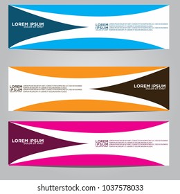 Vector design Banner backgrounds in three different colors.