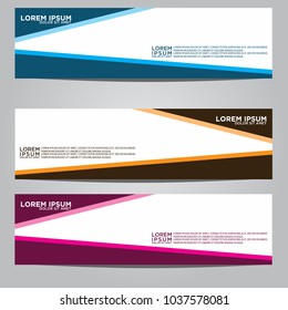 Vector design Banner backgrounds in three different colors.