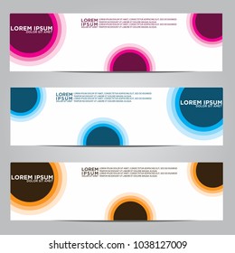 Vector design Banner backgrounds in three different colors.