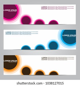 Vector design Banner backgrounds in three different colors.