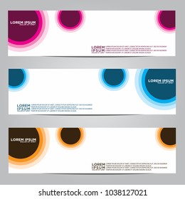 Vector design Banner backgrounds in three different colors.