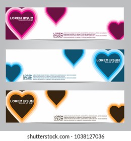 Vector design Banner backgrounds in three different colors.