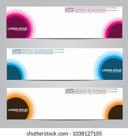 Vector design Banner backgrounds in three different colors.