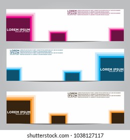 Vector design Banner backgrounds in three different colors.