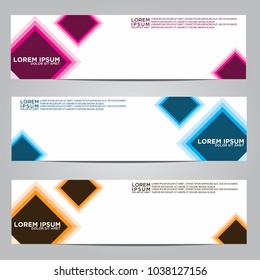 Vector design Banner backgrounds in three different colors.
