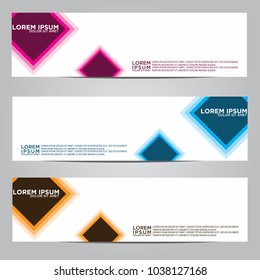 Vector design Banner backgrounds in three different colors.
