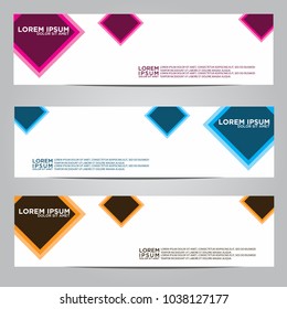 Vector design Banner backgrounds in three different colors.