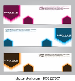 Vector design Banner backgrounds in three different colors.