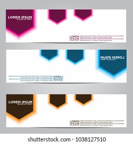 Vector design Banner backgrounds in three different colors.