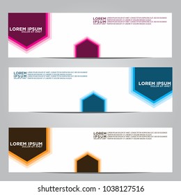 Vector design Banner backgrounds in three different colors.