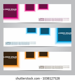 Vector design Banner backgrounds in three different colors.