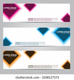 Vector design Banner backgrounds in three different colors.