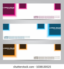 Vector design Banner backgrounds in three different colors.