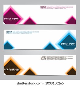 Vector design Banner backgrounds in three different colors.