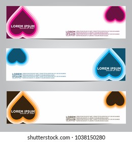 Vector design Banner backgrounds in three different colors.