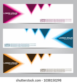 Vector design Banner backgrounds in three different colors.