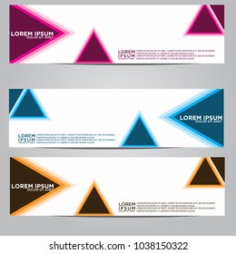 Vector design Banner backgrounds in three different colors.