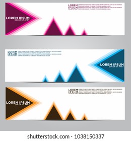 Vector design Banner backgrounds in three different colors.