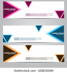 Vector design Banner backgrounds in three different colors.