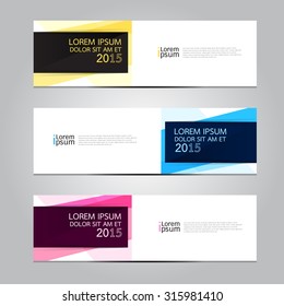 Vector design Banner backgrounds in three different colors.