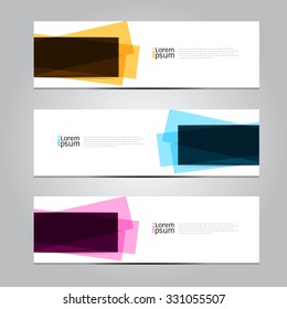 Vector design Banner backgrounds in three different colors.